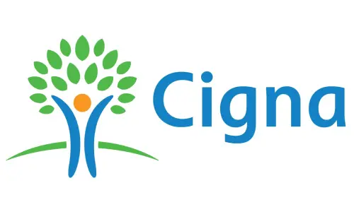 A blue and green logo for cigna.