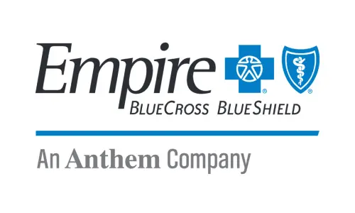 A blue and white logo for the anthem company.