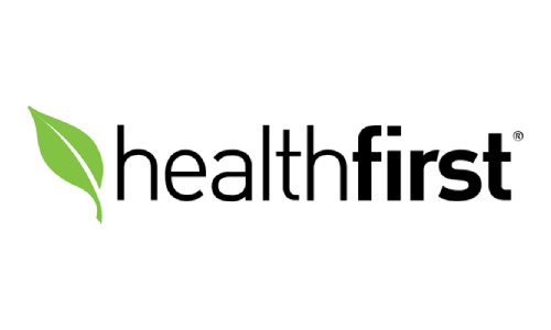 A black and white image of the logo for healthfirst.