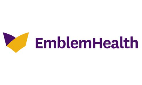 A purple logo with the words emblemhealth in front of it.